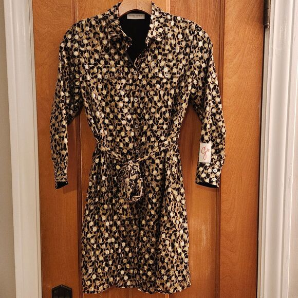 Golden Goose Leopard‑Print Fil Coupe Shirtdress, Professionally Shortened, Sz 4 - Picture 5 of 15